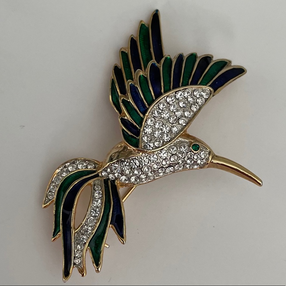 Enamel/Rhinestone Hummingbird Pin - Picture 6 of 6